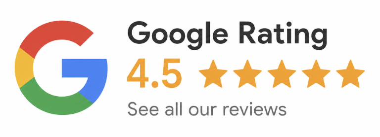 Calificación de 4,5 estrellas en Google